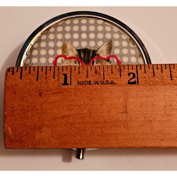 Kitty Kitten Wearing Pink Glasses Bow Tie Pill Box Hancock Fabrics Vintage - Picture 4 of 6